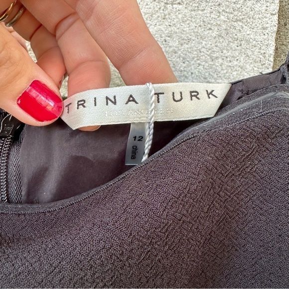 NWT Trina Turk Noir Black Strapless Crepe Ruffle Sheath Cocktail Wedding Dress - Picture 9 of 16